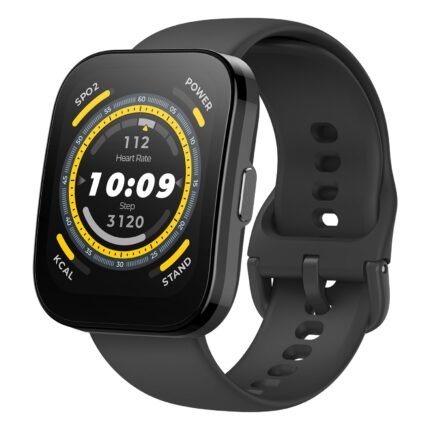 Montre connectée Amazfit Bip 5 affichant un cadran coloré.