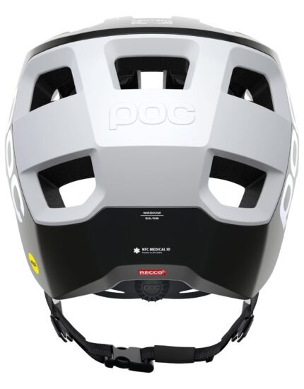 Casque VTT POC Kortal Race MIPS blanc et noir de profil.