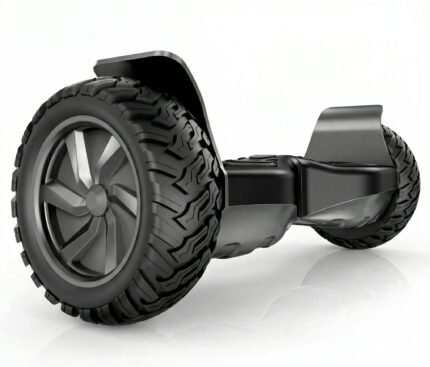 Hoverboard EPIKGO All-Terrain gris spatial sur un chemin de graviers.