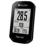 Compteur GPS Bryton Rider 420 affichant des données de parcours.
