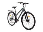 Zoom sur la selle et le guidon du Moma Bikes Trekking Pro 28.