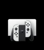 Détail de la station d'accueil de la Nintendo Switch OLED avec le port LAN visible.
