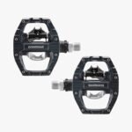 Pédales Shimano PD-EH500 grises avec face plate et face automatique.