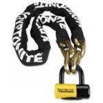 Chaîne antivol Kryptonite New York Fahgettaboudit 1410 avec son cadenas massif.