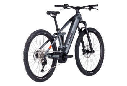 VTT électrique tout-suspendu Cube Stereo Hybrid 120 Pro gris flash.