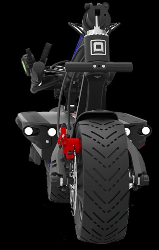 Dualtron Thunder noire montrant ses pneus 11 pouces larges.