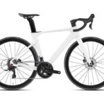 Vélo de route Twitterbike R5 Pro noir et rouge avec cadre en carbone.