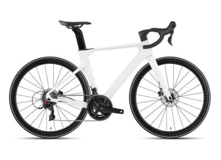 Vélo de route Twitterbike R5 Pro noir et rouge avec cadre en carbone.