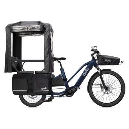 Vélo cargo électrique O2feel Equo 7 Adventure avec pneus crampons.