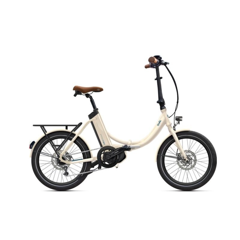 Vélo électrique pliant O2feel iPeps plié et déplié.