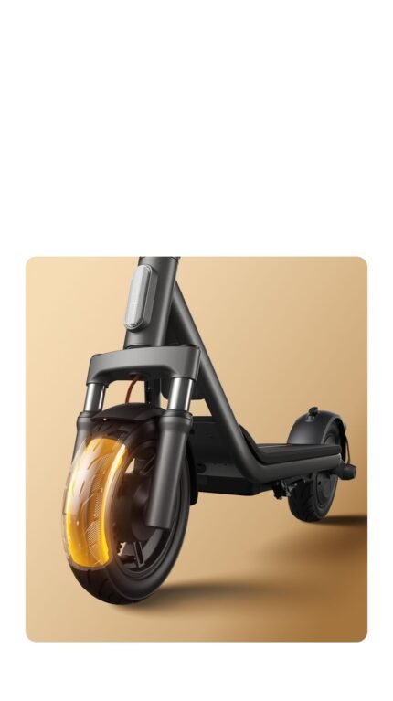 Détail de la béquille et du moteur de la Xiaomi Electric Scooter 6 Lite.